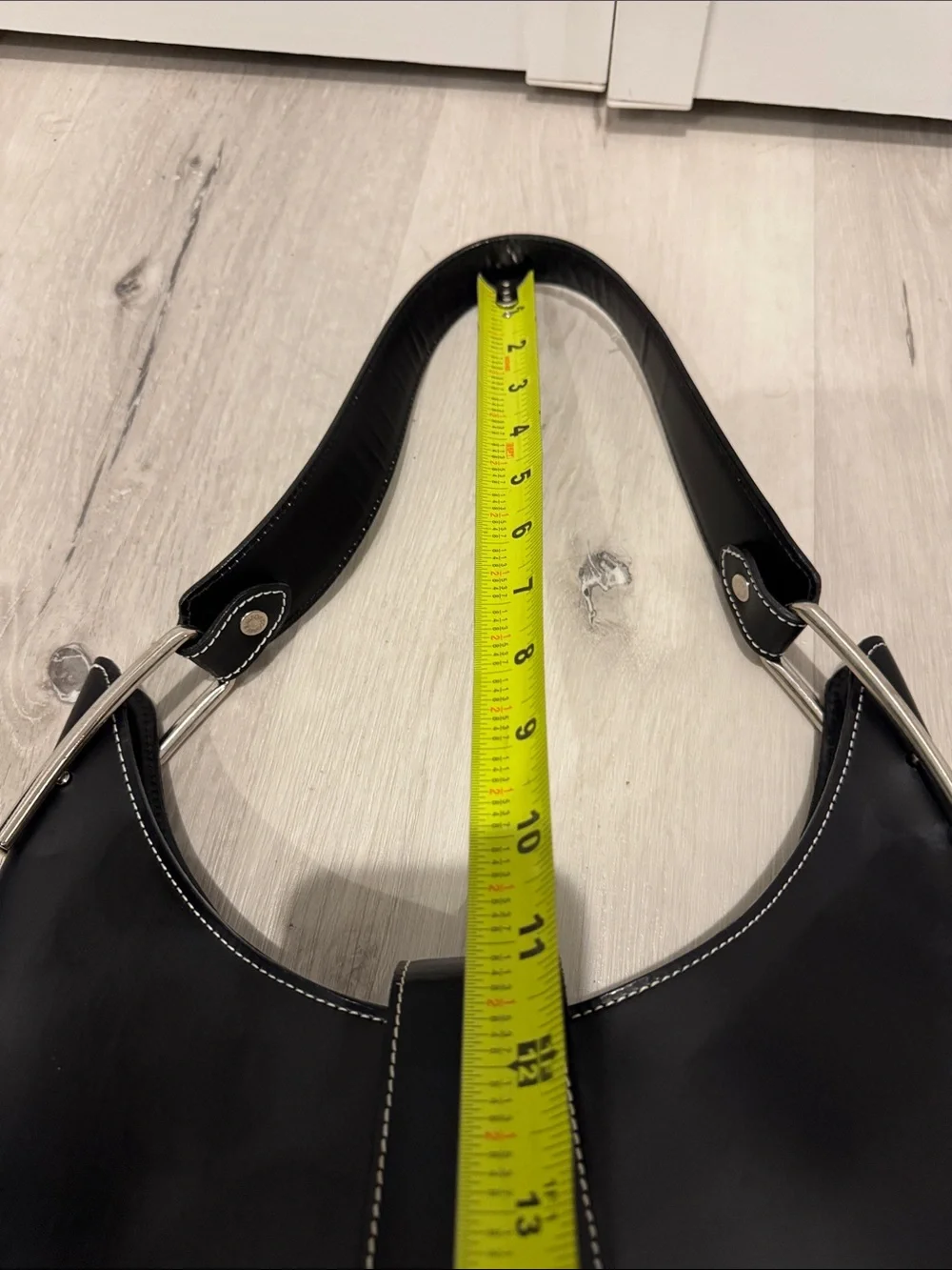 Dooney & Bourke Black Leather Shoulder Bag with Silver Hardware